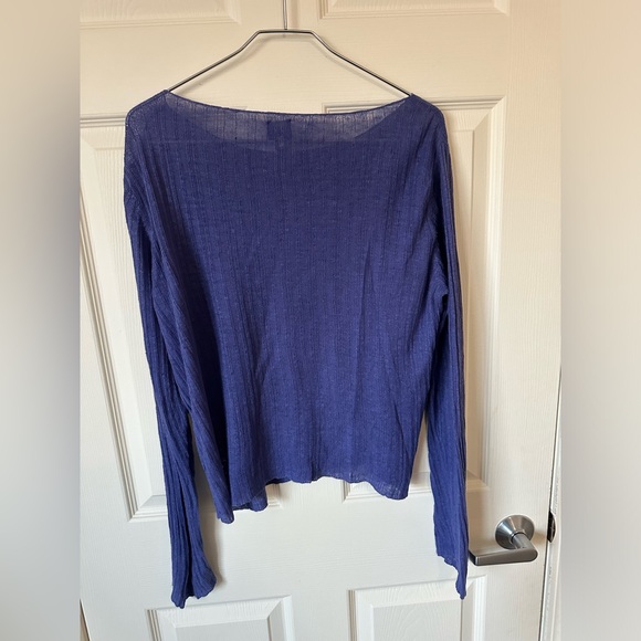 EILEEN FISHER DARK PURPLE Women's Linen Top. - Picture 2 of 10